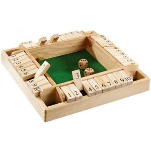 Hot Games Jeu de société - Fermer la boite - 4 joueurs - Bois - Jeu de dés - 30 cm x 30 cm