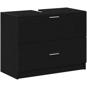 VidaXL Meuble sous lavabo Ch&ecirc;ne Noir 78x37x59 cm Bois d'ing&eacute;nierie