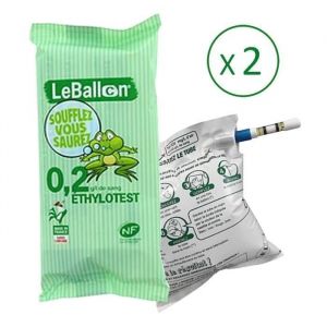 Contralco ETHYLOTEST Taux 02 g - Lot de 2 ex NF X 20702 - sans Chrome - Nouveaux Conducteurs - Produit fran&ccedil;ais - Le Ballon