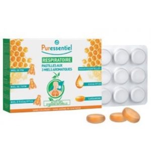 Puressentiel Respiratoire - Pastilles aux 3 miels, 24 unit&eacute;s