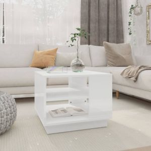 VidaXL Table basse Blanc brillant 55x55x43 cm Agglom&eacute;r&eacute;
