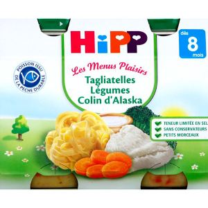 Image de HiPP Biologique Les menus Plaisir : Tagliatelles légumes colin d'alaska 2 x 190g - dès 8 mois