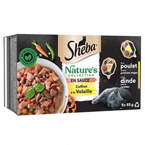 Image de Sheba Nature's Collection en sauce pour chat adulte – Nourriture humide pour chats - coffret à la volaille – Sachets fraîcheur 32 x 85g