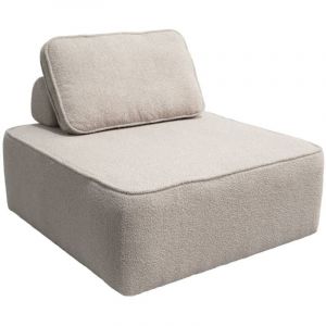 Chauffeuse pour canap&eacute; modulable tissu bouclette beige 1 place Bao. L 90 x P 90 x H 74cm