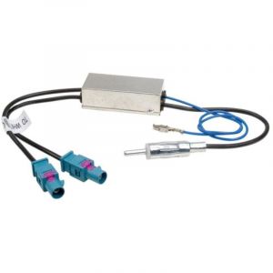Acv Adaptateur Antenne DIN 2xFakra Z Alimentation fantome Amplifie compatible avec Audi VW Seat Skoda ap02