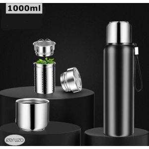 Ceruzo Smart Thermos avec affichage LCD de la temp&eacute;rature - 1 litre - acier inoxydable - Double paroi - Bouteille isotherme - Noir mat