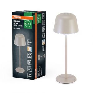 Osram Luminaire extérieur ENDURA STYLE TABLE, 2,5W, 200lm, beige, lampe de table, batterie rechargeable, classe de protection IP54, gradation en continu, fonction de mémorisation de la luminosité