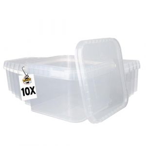 10x Kunststoffeimer mit Deckel, pp, eckig, transparent 3,5 l