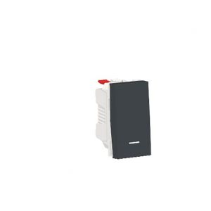 Schneider Electric Bouton-poussoir avec voyant NO Unica - 1 module - 10A - Antrhacite