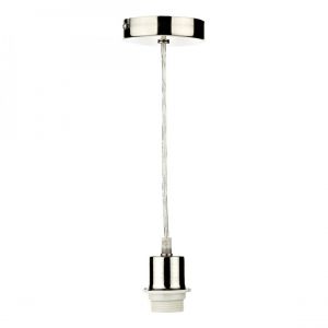 Lumiere Suspension simple E27 à 1 en chrome satiné avec câble transparent
