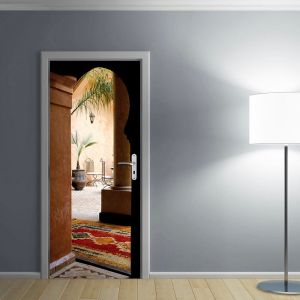 Plage Sticker porte, villa &agrave; marrakech avec belle porte et magnifique tapis, 204 cm X 60 cm