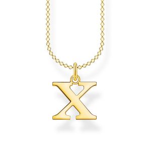 Thomas Sabo Chaîne lettre X or Argent sterling 925, doré or jaune 18 carats Jaune
