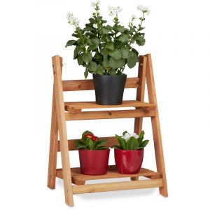 Relaxdays Escalier pour plantes bois échelle plante support intérieur HxlxP: 51 x 41 x 25 cm 2 niveaux, marron