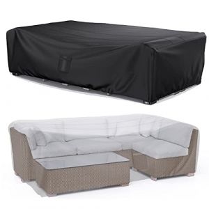 Image de Housses de Meubles de Jardin 200x160x70cm, Housse de Canap&eacute; de Jardin en Tissu Oxford 600D Imperm&eacute;able avec Rev&ecirc;tement PU, Housse de Coffre de Table avec &eacute;vent pour Tables et Chaises, Canap&eacute;s