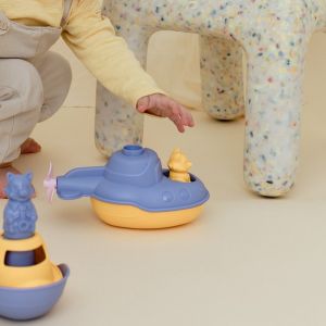 Le sous-marin de bain mr renard, made in france en matière recyclée, bleu