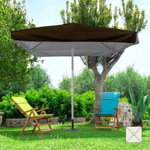 Parasol de jardin carr&eacute; 3x3 en al ini avec m&acirc;t central Marte Brown