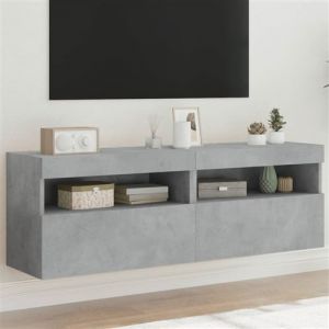 VidaXL Meubles TV muraux et lumières LED 2pcs gris béton 60x30x40 cm