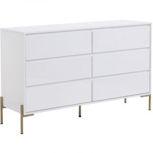 Pascal Morabito Commode 6 tiroirs - MDF et métal - Blanc laqué et doré - KORASA de