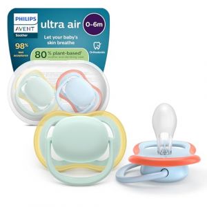 Philips Ultra Air 0-6 mesi Succhietti Ortodontici con Custodia Sterilizzatrice 2 Pezzi