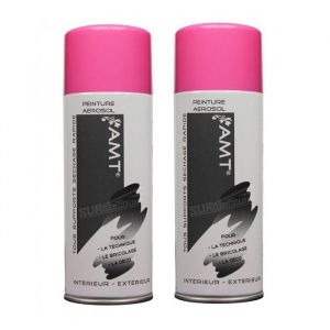 Bombe de Peinture - AMT - Rose Tagada - 330ml - Lot de 2 - Acrylique Int&eacute;rieur/Ext&eacute;rieur