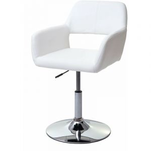 Décoshop26 Chaise de salle à manger bureau design rétro similicuir blanc pied chrome 04_0002165