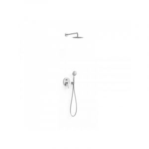 Ensemble avec robinet mitigeur à installation encastrée pour douche finition chromée Rapid-box Flat Tres