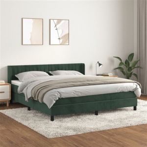 VidaXL Sommier &agrave; lattes de lit et matelas Vert fonc&eacute; 180x200cm Velours