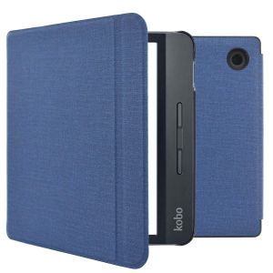 Imoshion Étui de liseuse portefeuille Canvas Sleepcover avec support Kobo Libra H2O - Bleu foncé