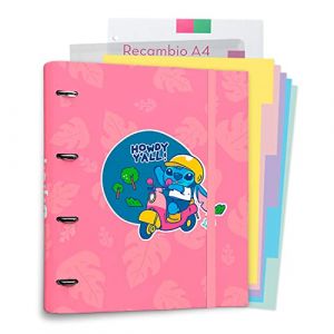 Grupo erik Classeur A4 - Disney - Stitch - 4 anneaux - Élastique - 100 feuilles A4