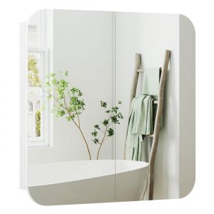 Homcom Armoire murale salle de bain miroir arqué étagère réglable bois blanc