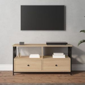 VidaXL Meuble TV chêne sonoma 90x33x45 cm bois d'ingénierie et fer 831794