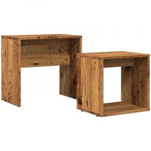 VidaXL Tables Basses Gigognes 2 Pcs Vieux Bois Bois D'ing&eacute;nierie