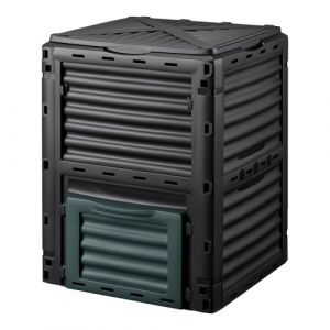 wiltec Composteur de jardin 300 l – 61 x 61 x 82 cm – en Plastique robuste – Bac à compost – Compostage rapide jardin privé – Horticulture Jardinage