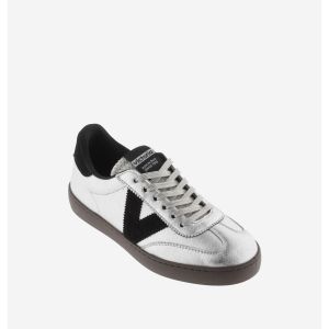 Victoria Baskets en cuir métallisé et cuir fendu femme Berlín Ciclista