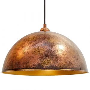 Yimpi Suspension Industrielle en Métal Cuivre Peint à la Main – Lustre Vintage E27 Ø30 cm pour Salon, Chambre ou Salle à Manger