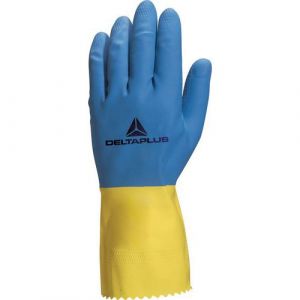 Delta Plus Gant m&eacute;nage latex bleu/jaune 9/10,