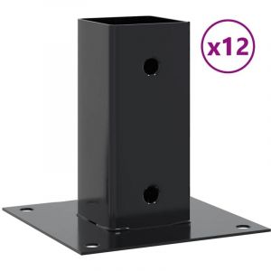 VidaXL Bases de poteau carrées 12 pcs anthracite 71x71 mm, base de clôture en béton, base de poteau de clôture, support de poteau en métal