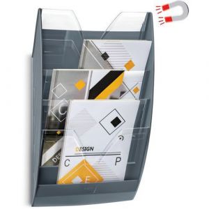 CEP Office Solutions Présentoir mural magnétique 5 compartiments. Jusqu'à 7 kg. Dim (lxhxp) : 35x58x12,8 cm. Gris/Cristal