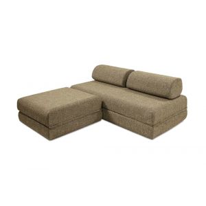 Canapé d'angle convertible 4 places en tweed jaune