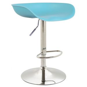 CLP Tabouret de bar Anaheim avec assise en plastique et Pied Tulipe bleu Métal chromé