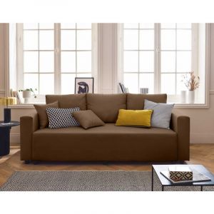 Regala - canap&eacute; 3 places - convertible avec coffre - en tissu - marron - Marron