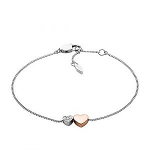 Image de Fossil Boucles d'Oreilles femme - Bracelet duo de coeur - Couleur de la matière:Blanc et Rose