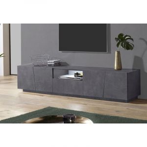 Image de Alter Meuble TV de salon, Made in Italy, Meuble TV avec 4 portes et 1 tiroir, 220x43h46 cm, couleur Gris ardoise