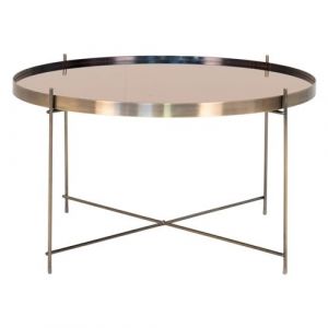 Table basse en acier couleur laiton avec verre House Nordic Venezia