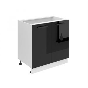 Meuble Cuisine Bas avec Plan de Travail sd i Meubles de Cuisine - Taille: 51,6 x 80 x 85 cm i Petit Meuble Cuisine - 2 Portes i Couleur : Noir très