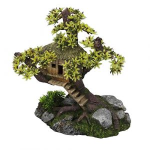 Europet Bernina EBI Décor Arbre-cabane avec des plantes - 28x15x24,5 cm - Pour aquarium
