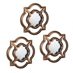 Relaxdays Lot de 3 miroirs, Design Vintage, HxL : 25,5 x 25,5 cm, Salon, Chambre, décoration, doré - Noir