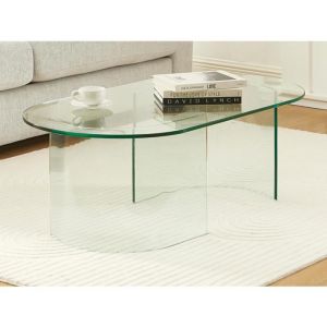 Vente-unique - Table basse en verre trempé courbé - Transparent - nizwa