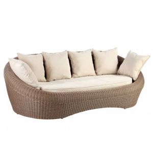 MARQUE Canap&eacute; 3 places de jardin WHITEHEAVEN en r&eacute;sine tress&eacute;e caramel