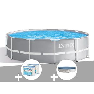 Image de Intex Kit piscine tubulaire Prism Frame ronde 3,66 x 0,99 m + 6 cartouches de filtration + Bâche de protection